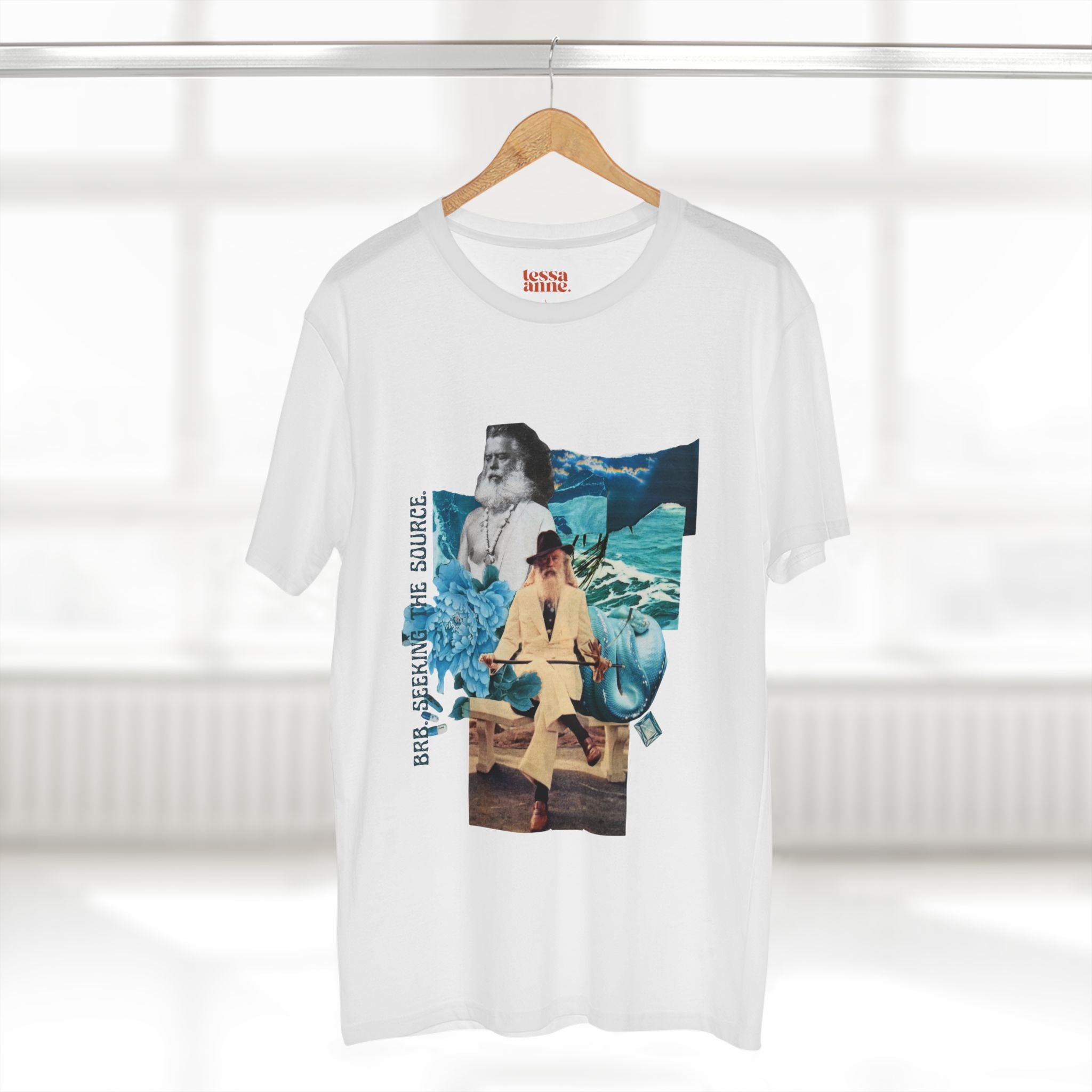 BRB. Seeking the Source | Vintage Style Collage Retro Graphic Adult T-Shirt - Tessa Anne Creative