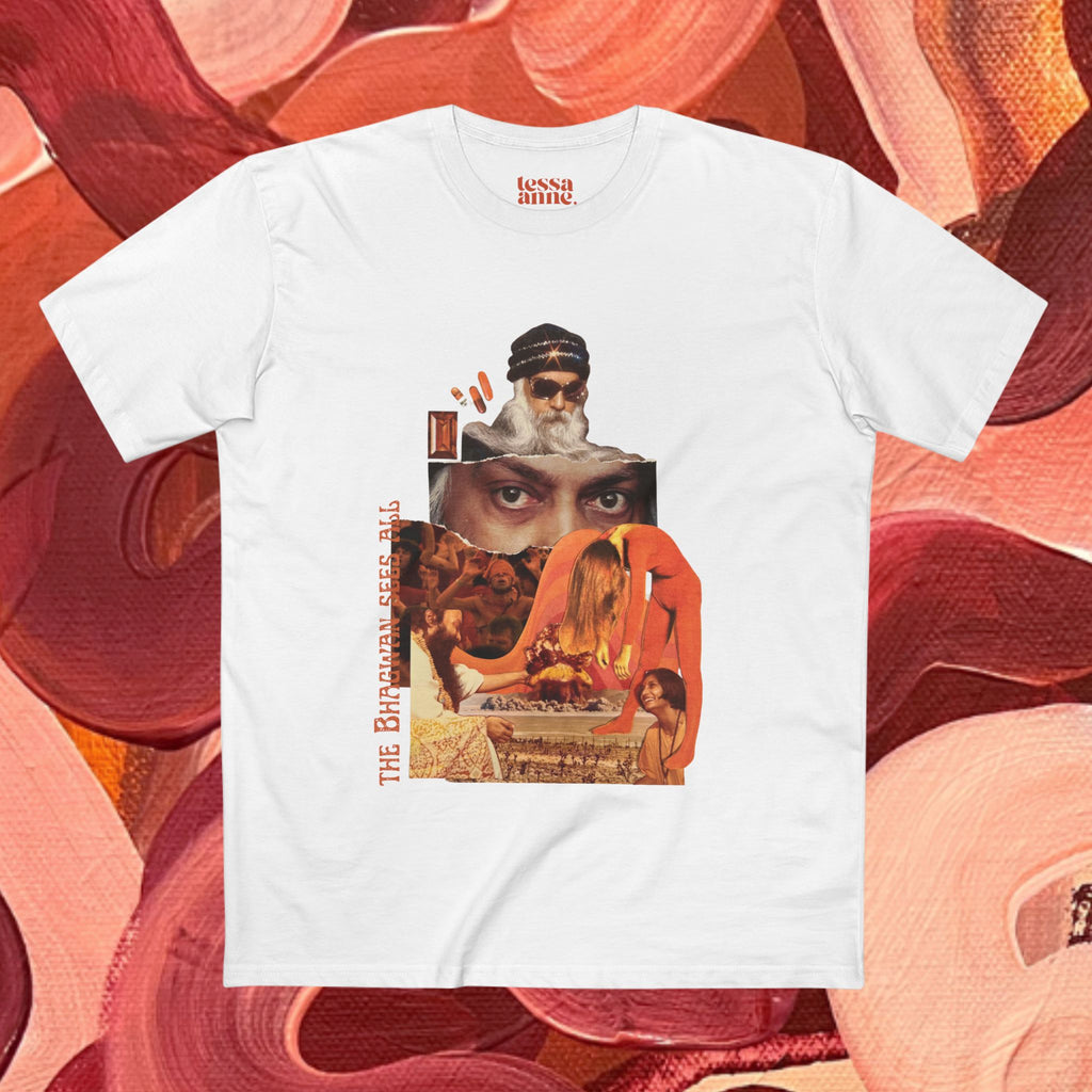 The Bhagwan Sees All | Vintage Style Collage Retro Graphic Adult T-Shirt - Tessa Anne Creative