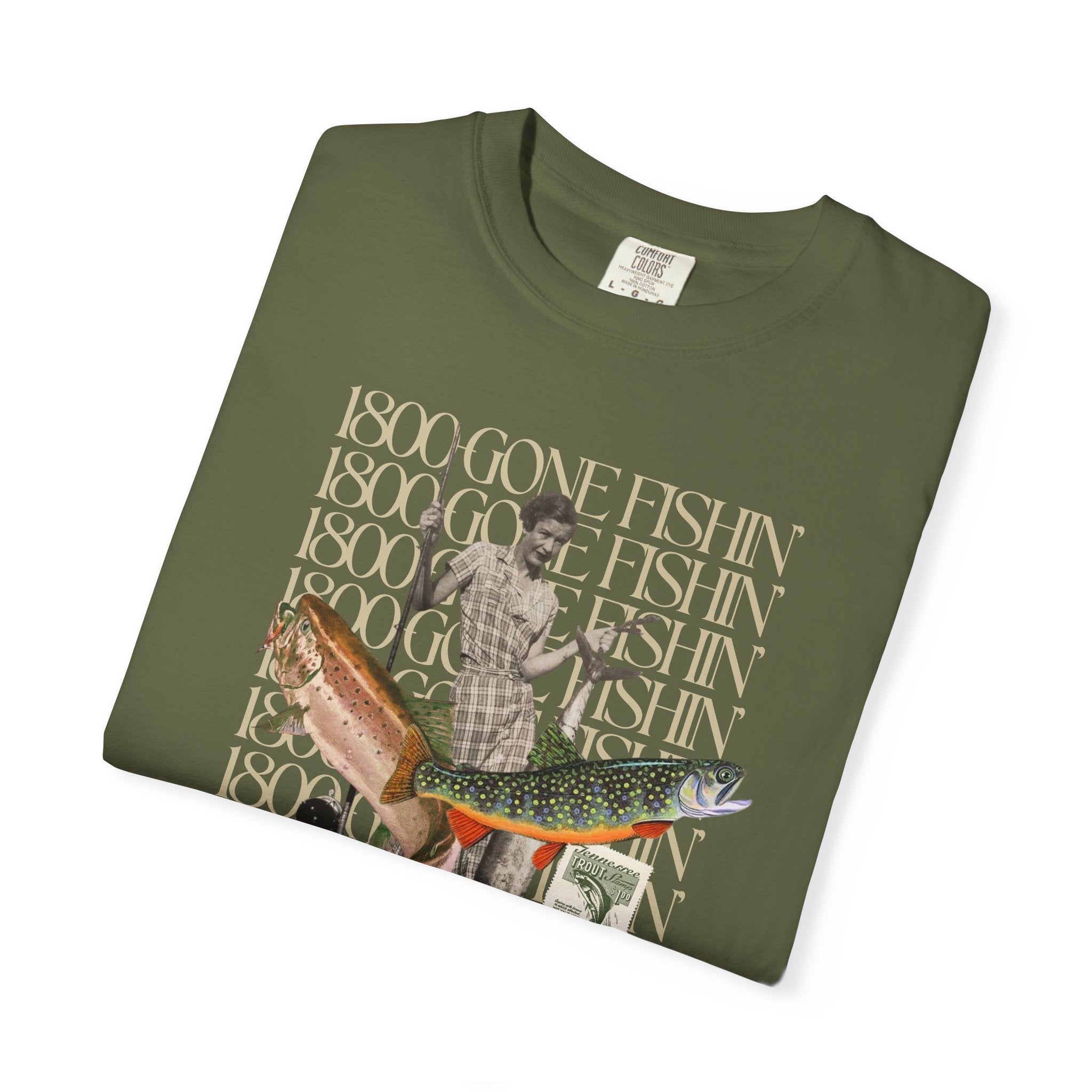 1800 GONE FISHING | Unisex Garment - Dyed T-shirt - Tessa Anne Creative