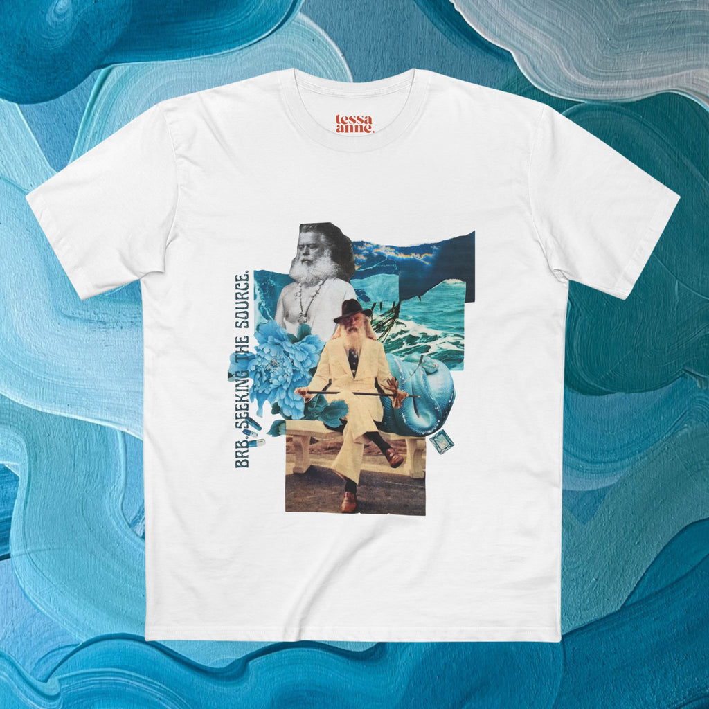 BRB. Seeking the Source | Vintage Style Collage Retro Graphic Adult T-Shirt - Tessa Anne Creative