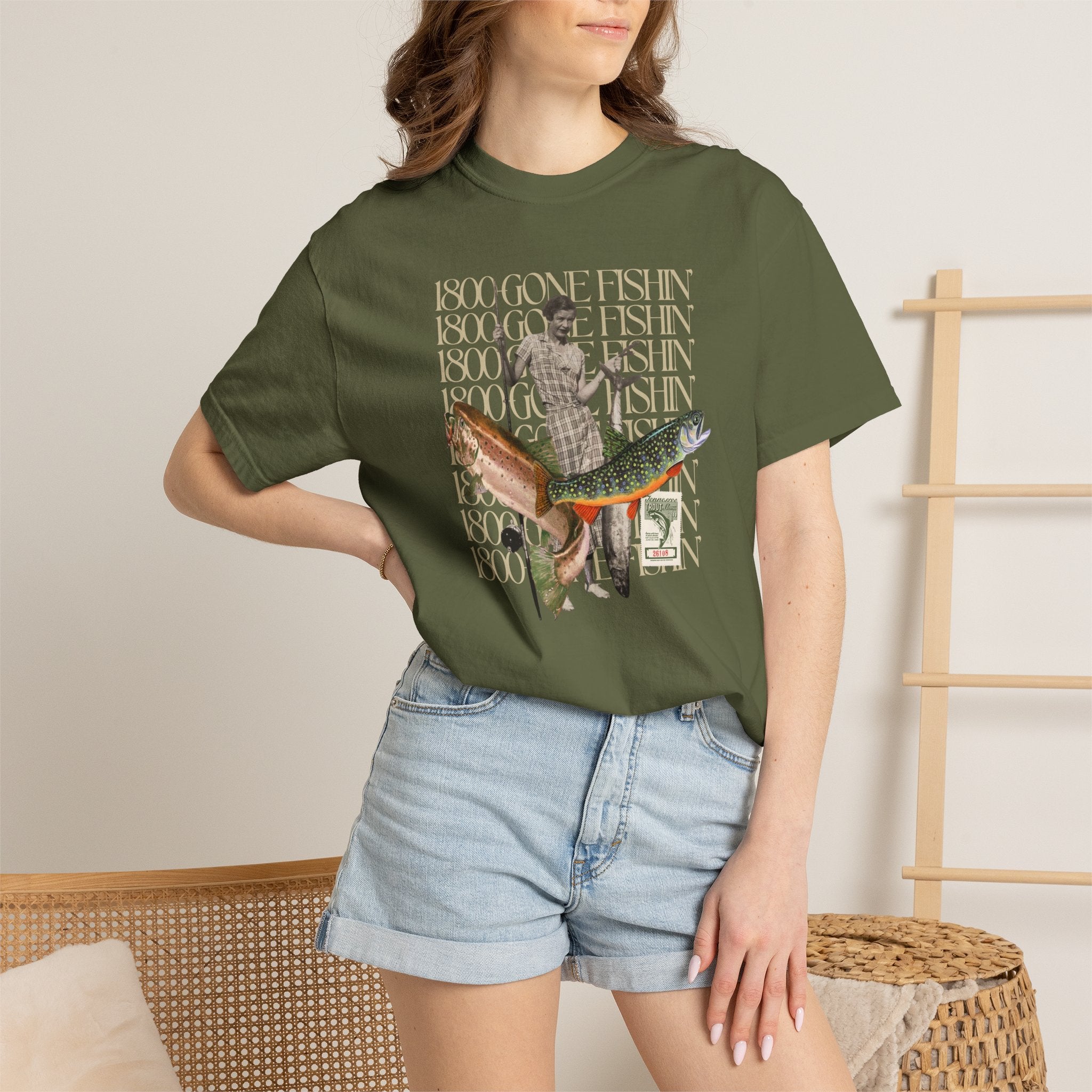 1800 GONE FISHING | Unisex Garment - Dyed T-shirt - Tessa Anne Creative