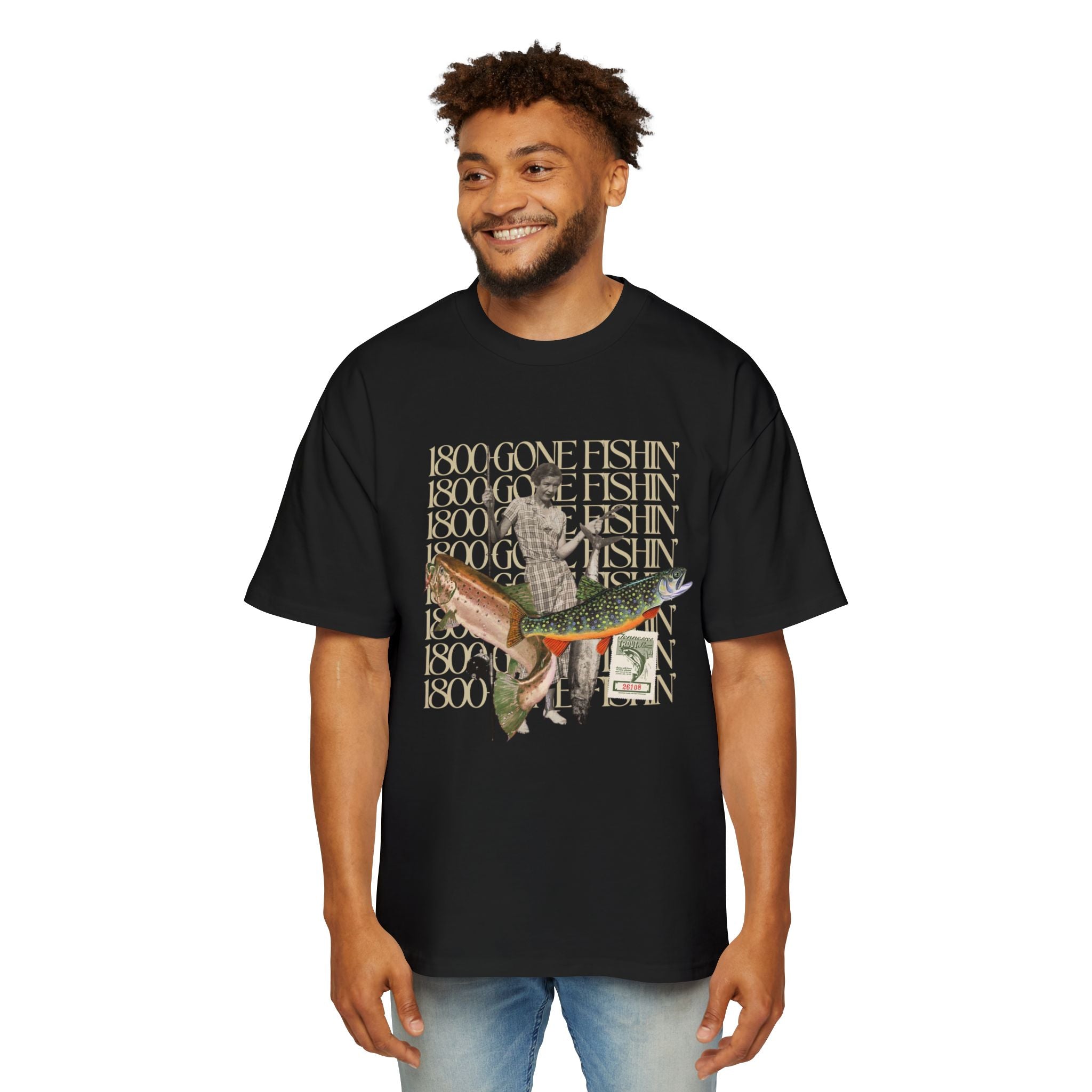 1800 GONE FISHING Oversized T-Shirt - Tessa Anne Creative
