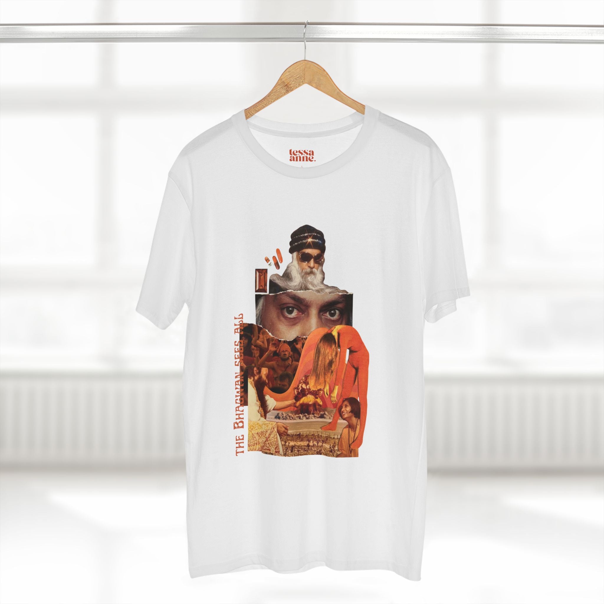 The Bhagwan Sees All | Vintage Style Collage Retro Graphic Adult T-Shirt - Tessa Anne Creative