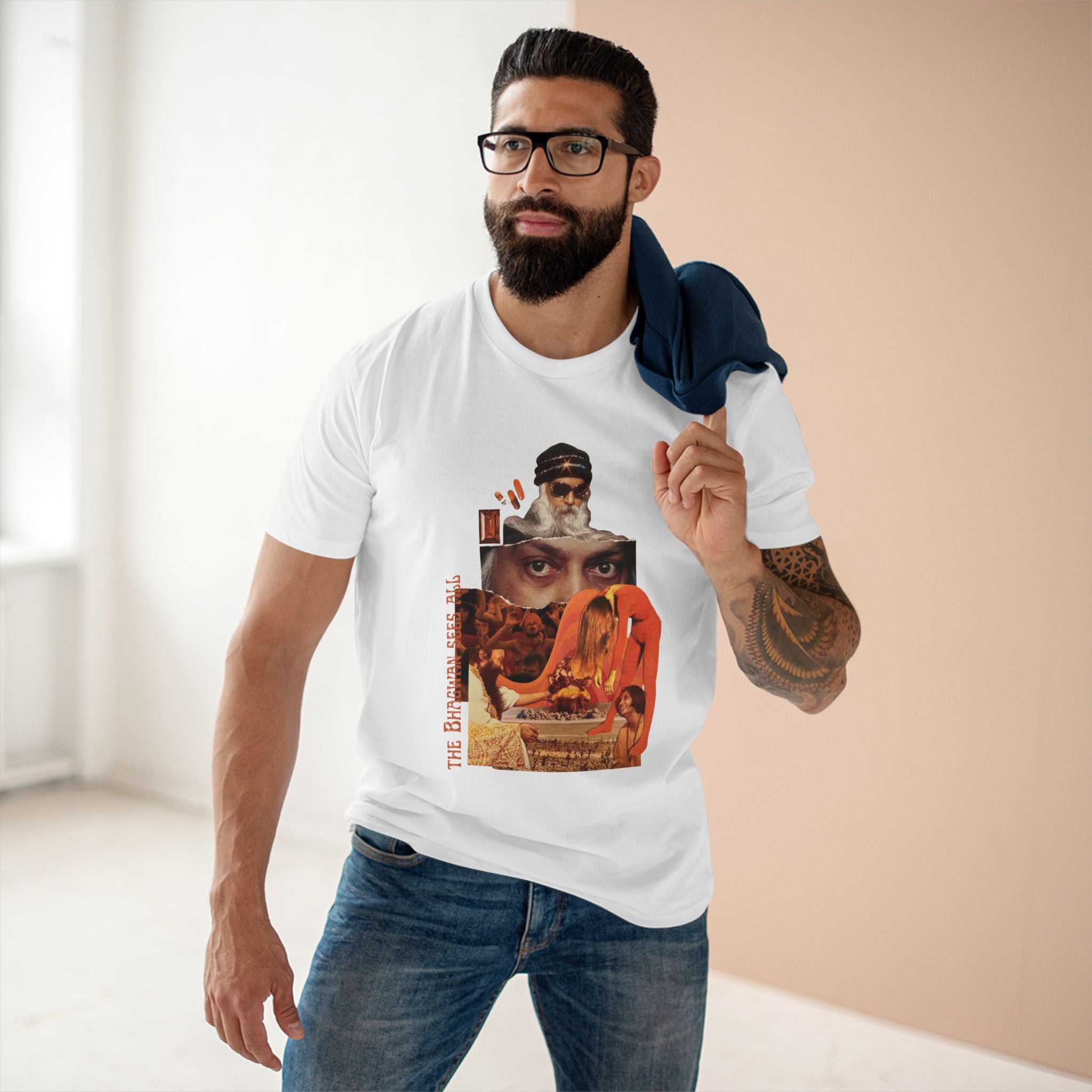 The Bhagwan Sees All | Vintage Style Collage Retro Graphic Adult T-Shirt - Tessa Anne Creative